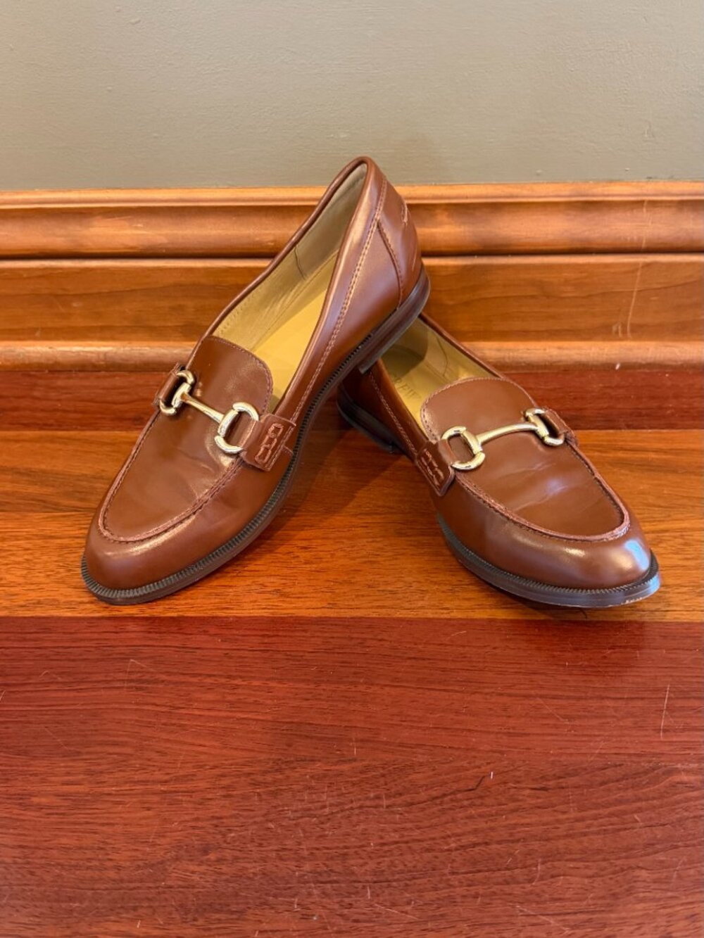 J. Crew Classic Loafers Camel with Gold Bit Academia Old Money, Size 7 - Picture 4 of 11